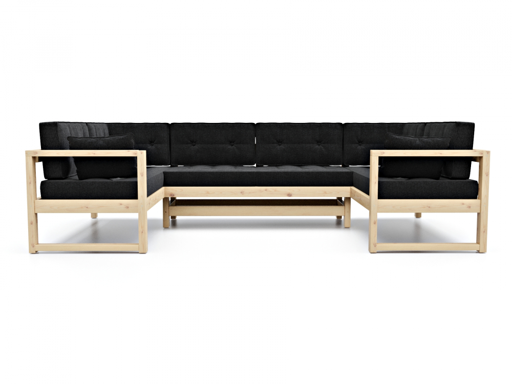 Диван Астер П-образный Textile Сосна Black