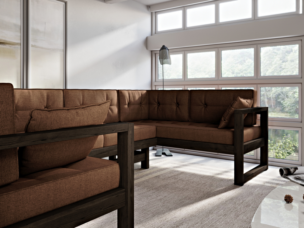 Диван Астер П-образный Textile Венге Brown