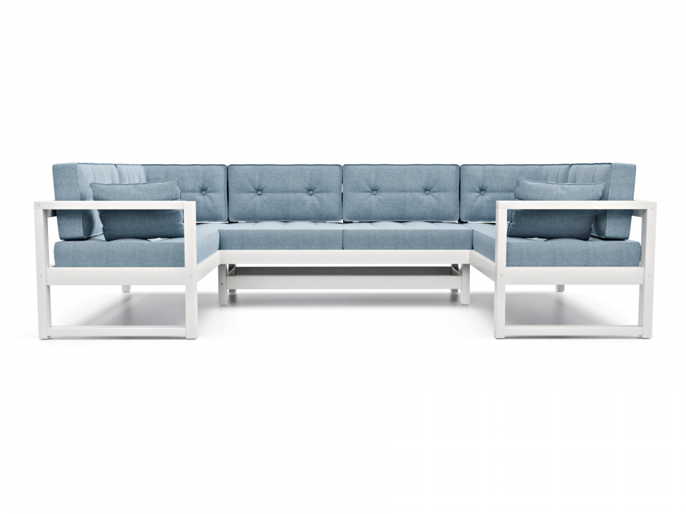 Диван Астер П-образный Textile Белый Blue