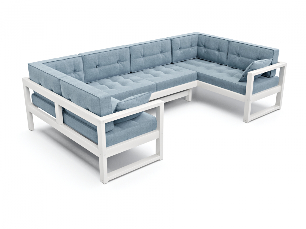 Диван Астер П-образный Textile Белый Blue