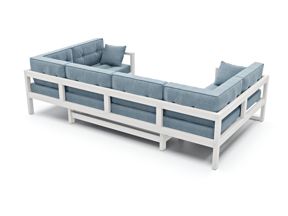 Диван Астер П-образный Textile Белый Blue