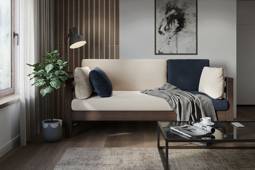 Диван Домино М Velvet Орех Ivory/Denim