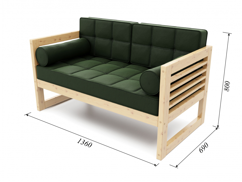 Диван Сега Б Velvet Сосна Green