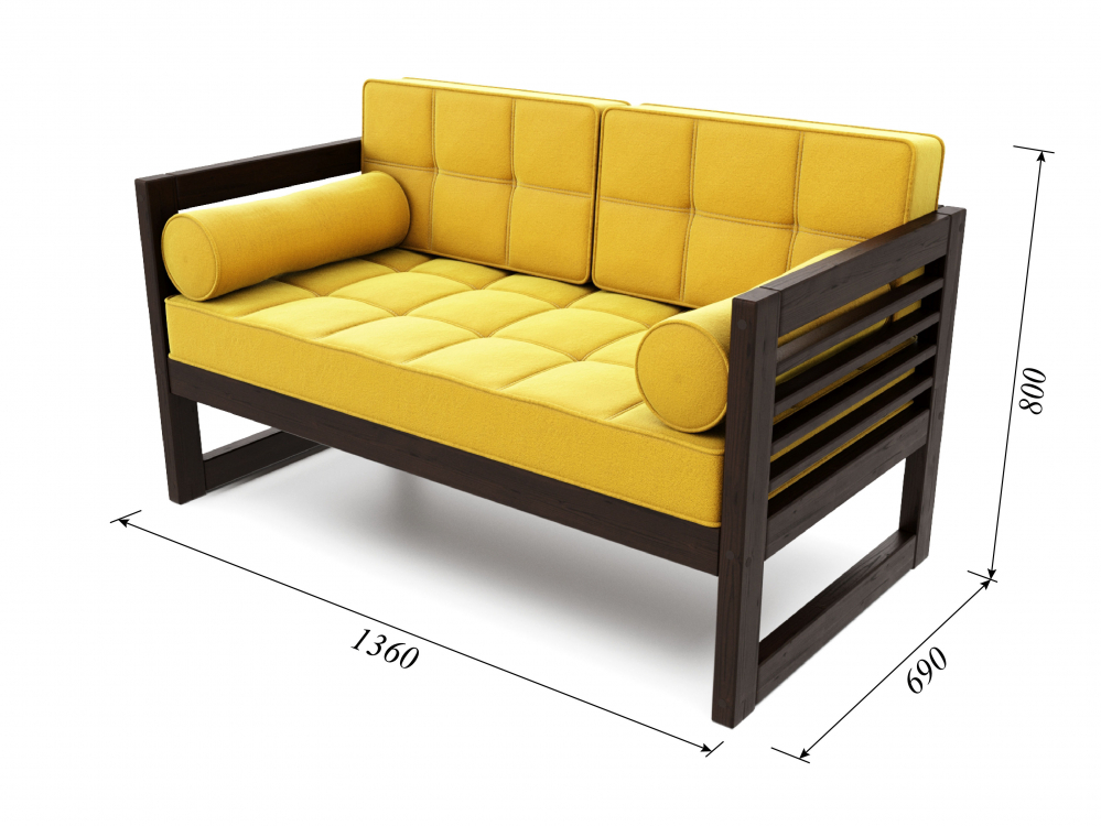Диван Сега М Textile Орех Mustard