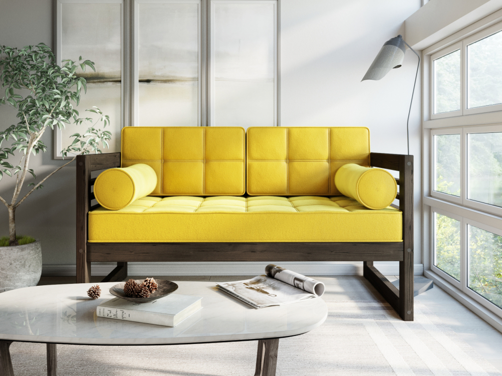 Диван Сега М Textile Орех Mustard