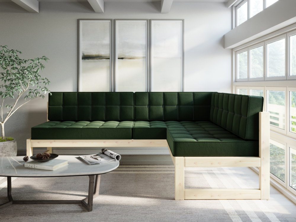 Диван Сега Угловой Velvet Сосна Green